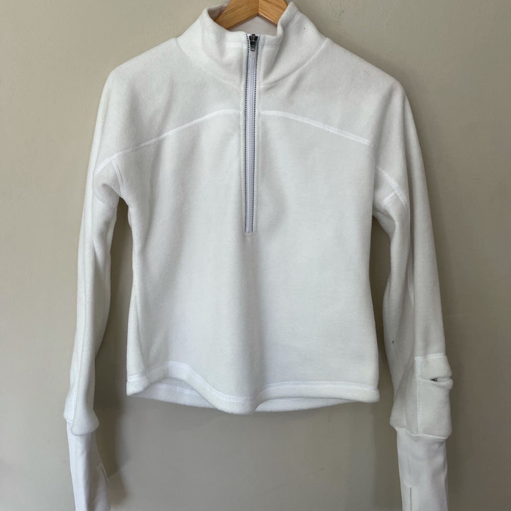 Free People Movement White Fleece Quarter Zip NEVER WORN 🏃💨
